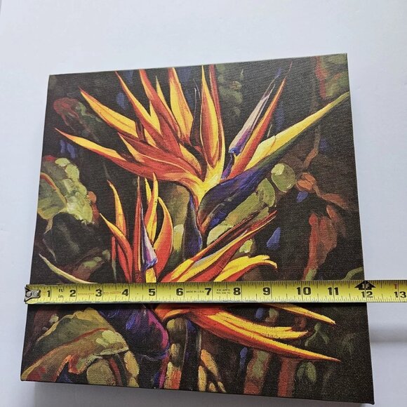 Dana Miller Print Tropical Bird of Paradise Canvas Wall Art 12" x 12" Floral - Picture 8 of 9